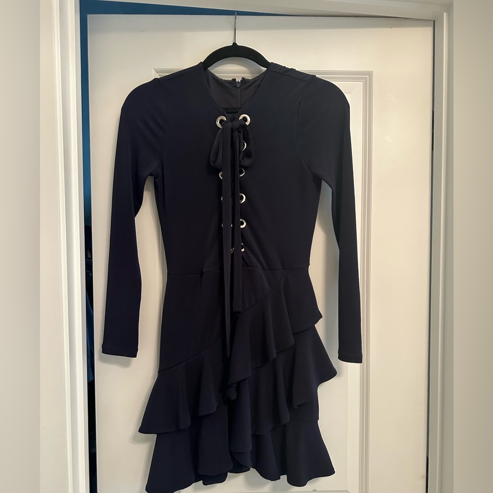 NBD Navy Blue Tie Up Mini Dress XS